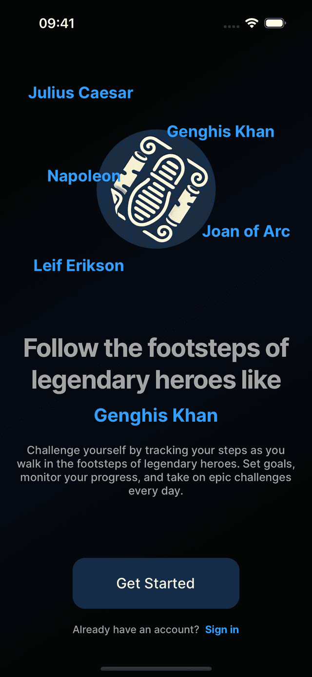 Heroic Steps App Screenshot